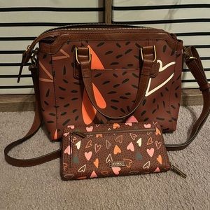 Fossil satchel/crossbody and wallet